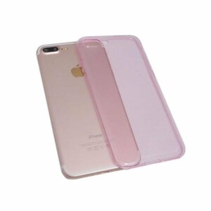 iPhone 8 Plus/iPhone 7 Plus アイフォン アイホン プラス シンプル 無地 光沢 TPU ソフト ケース カバー クリアピンク 透明/桃色