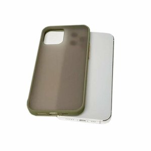 iPhone 12 Pro/iPhone 12 半透明 クリアタイプ ハードタイプ アイフォン 12 アイホン 12 プロ ケース カバー オリーブグリーン 深緑色