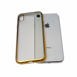 iPhone XR アイフォン XR アイホン XR ジャケット クリアタイプ 無地 光沢 TPU ソフト ケース カバー ゴールド 金色