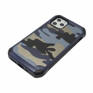 iPhone 12 mini アイフォン アイホン 12 ミニ カモフラ柄 迷彩柄 カモフラージュ柄 自衛隊 アーミー ハード ケース カバー ブルー 青色