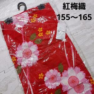  юката 23* новый товар * красные цветы сливы тканый * красный земля . Sakura *155~165 см 