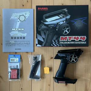 SANWA MT-44 Propo TELEMETRY SYSTEM box manual set 2.4GHz Sanwa transmitter unused lipo battery attaching 