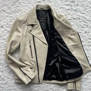  beautiful goods Jack rose [ rare color ]JACKROSE Double Rider's L size jacket ram leather sheep leather Biker light beige 