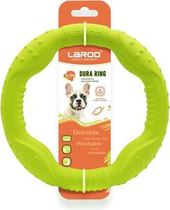 LaRooテディ犬デンタル玩具、小型犬用噛おもちゃ耐久性、ラウンドフリスビーストレス解消（中小犬）のペットの知能訓練用、浮遊訓練お