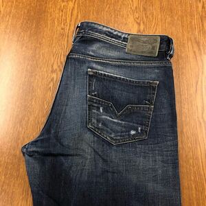 【FF051】DIESEL W38 L32 色落ち加工 ダメージ加工 ジーンズ ジーパン デニムパンツ ブランド古着 ディーゼル 送料無料