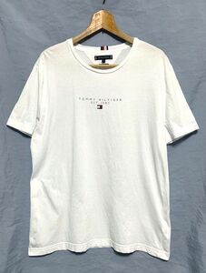 ★21SS 美品　TOMMY HILFIGER トミーヒルフィガー　オーガニックコットン100％ ロゴプリント クルーネックTシャツ ホワイト XL