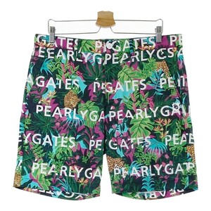 【1円】PEARLY GATES パーリーゲイツ ハーフパンツ ボタニカル柄 パープル グリーン系 6 [240001983343] メンズ