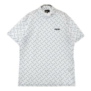【1円】PING ピン 2023年モデル ハイネック 半袖Tシャツ ロゴ総柄 ホワイト系 LL [240101180809] メンズ