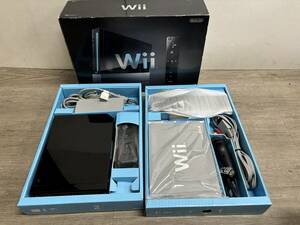 ☆ Wii ☆ Wiiリモコンジャケット 同梱版 クロ 動作品 本体 Wiiリモコン センサーバー ヌンチャク 箱 説明書 付属 Nintendo 任天堂 9783
