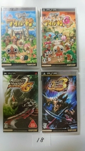 PSP ソフト モンハン 日記 ぽかぽか アイルー ポータブル 2ndG 3rd 4本 セット プレステ プレイステーション 中古