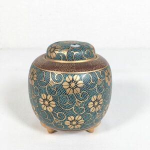 [ height approximately 12.] Kutani . mountain blue hand gold paint flower Tang . writing censer censer antique antique goods 