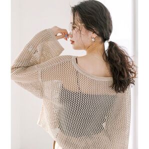 mystic メッシュショートニット