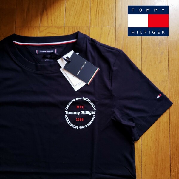 【新品】TOMMY HILFIGER Mサイズ 24ss新作 ラウンドロゴ Tシャツ ネイビー トミーヒルフィガー