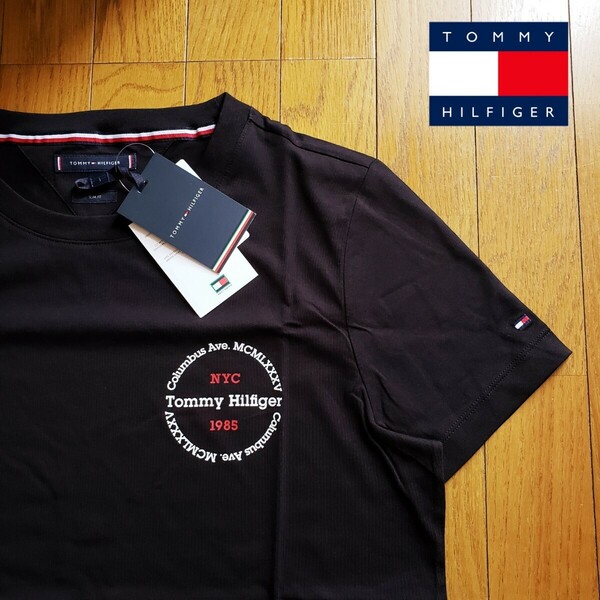 【新品】TOMMY HILFIGER XLサイズ 24ss新作 ラウンドロゴ Tシャツ ブラック トミーヒルフィガー