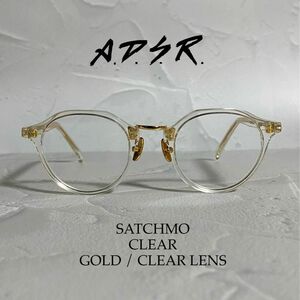 【稀少美品】 A.D.S.R SATCHMO 03 ゴールド　クリア 付属品オールセット 度無し 眼鏡 サングラス