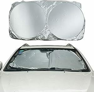 JWMY 車のフロントガラス用サンシェード 紫外線カット 車用サンバイザーカバー、フロント日除け フロントガラスカバー 日よけ 折