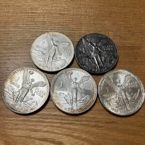 メキシコ PLATA PURA１オンス銀貨 5枚