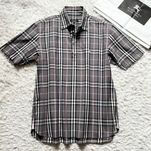  beautiful goods Burberry Black Label shirt short sleeves noba check [ standard design ] 2|M BURBERRY BLACK LABEL gray spring summer 