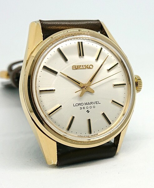 【OH済】 セイコー ロードマーベル 36000 5740-8000 1975年頃 手巻き バーインデックス GP メッキ ゴールド SEIKO LORD MARVEL (06018)