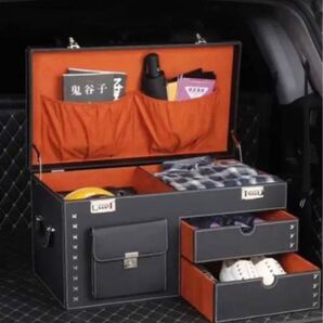 高品質 高級 本革 大容量 車用収納ボックス 整理整頓 パスワードロック付き