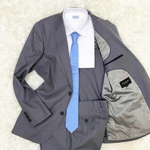 TENORAS[ rare XL size silk .] suit gray stripe ti Nora s business commuting work setup men's LL large size 