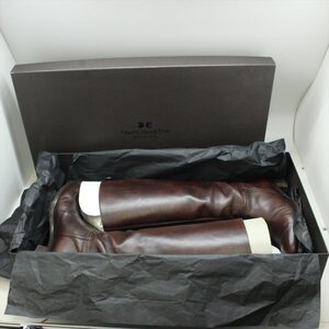 *FRANCO MARTINI franc koma ru чай ni сапоги Brown 35(22.0cm соответствует ) жокей задний Zip