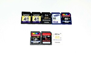 初期化・フォーマット済み★TOSHIBA／SanDisk／Lexar 他 「SDHC」メモリーカード ※4GB：32GB 計8枚 まとめて
