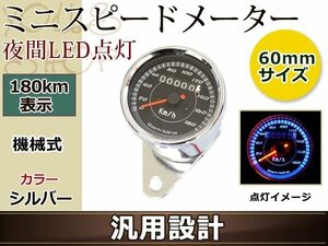 LED ミニ スピード メーター 機械式 180km 12V ブラックパネル