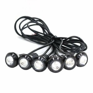 Б スポットライト LED イーグルアイ レッド 6個セット 12V 高輝度 超小型 デイライト 18mm 防水仕様 常時点灯 ボルト 牛目