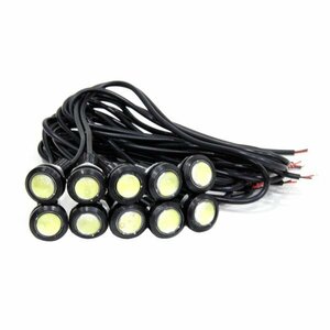 Б スポットライト LED イーグルアイ ホワイト 10個セット 12V 高輝度 超小型 デイライト 18mm 防水仕様 フラッシュ ボルト 牛目