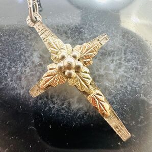 M493*vintage*1970's*クロス*ペンダント*ネックレス*銀925*10K*ゴールド*ファッション*アンティーク*十字架*マリア*キリスト*ジュエリー
