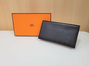 ★エルメス HERMES MC2 フレミング 二つ折り長財布 ブラック X刻印 中古★000250