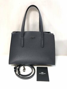 ★COACH コーチ 25137 レザー 2Wayトートバッグ ショルダーバッグ 肩掛けかばん レディース メンズ ネイビー系 中古★004128