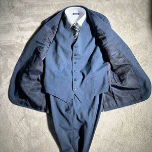 ディファレンス DIFFERENCE スーツ 3ピース セットアップ　テーラードジャケット ブルー ネイビー 青 紺 L 48 ストレッチ スリム　メンズ