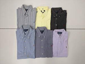 12．6点セット ラルフローレン RALPH LAUREN BLAIRE YARMOUTH 長袖シャツ コットンシャツ 半袖×2 ボタンダウン入り メンズL相当 y707