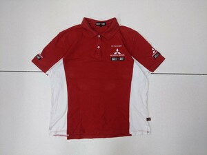 15．三菱 MITSUISHI ラリーアート ロゴ RALLI ART 半袖 鹿子 ポロシャツ モータースポーツ メンズ2L 赤白x704