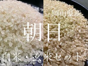岡山県産令和5年産　朝日米　玄米2キロと白米2キロセット