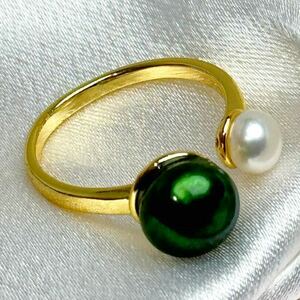  beautiful!book@ pearl ring 6-9mm black pearl ring .. eminent natural pearl ring k18 finishing 