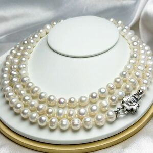 「本真珠ネックレス120m 9.5mm 天然パールネックレス」Pearl necklace jewelry 天然 ロングネックレス