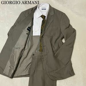 1円 【最高級黒タグ】 現行タグ GIORGIO ARMANI ジョルジオアルマーニ スーツ グレー ストライプ シルク混 イタリア製 3B