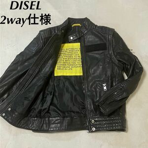1 jpy [ hard-to-find ] DISEL diesel 2way single rider's jacket leather jacket cow leather kau leather leather the best black original leather 