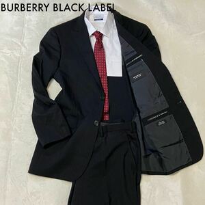 1円~【大人の色気】バーバリーブラックレーベル BURBERRY BLACK LABEL スーツ セットアップ 縦縞 ストライプ 2B Lサイズ相当 ノバチェック