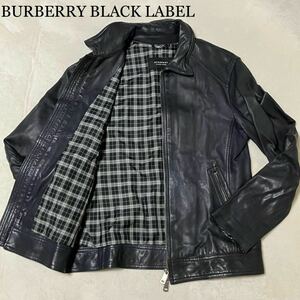 1 иен [.. защитная одежда ] BURBERRY BLACK LABEL Burberry Black Label байкерская куртка кожа ягненка овечья кожа телячья кожа kaunoba проверка 