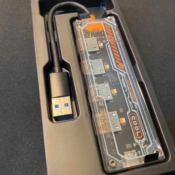 Zacoora USBハブ スケルトン USB-A3.0 4ポート 給電USB-C 