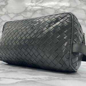 『希少色/ 美品』BOTTEGA VENETA ボッテガヴェネタ クラッチバッグ セカンド 小物入れ イントレチャート メンズ ビジネス レザー カーキ 緑