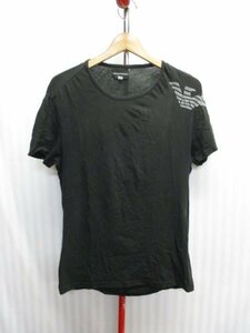 エンポリオアルマーニ　Tシャツ　メンズL　ストレッチ入りTシャツ　半袖カットソー　黒　ブラックシャツ　メンズシャツ　05152