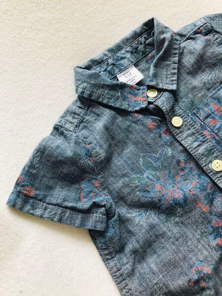 baby GAP 12-18 months 半袖 アロハシャツ ネイビー やわらかデニム