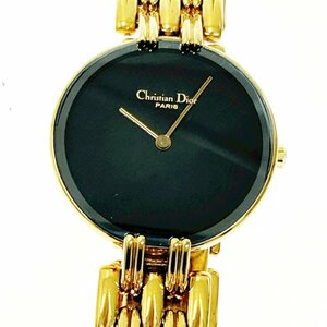 [1 иен старт ][ с коробкой * товар с некоторыми замечаниями ]Christian Dior Christian Dior 46.154-3 GP черный циферблат QZ женские наручные часы 277045