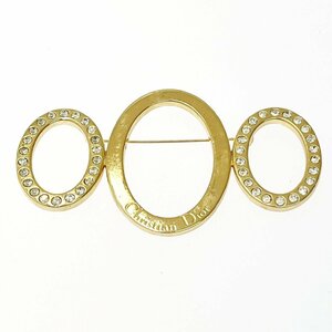 [1 jpy start ]Christian Dior Christian Dior GP rhinestone Triple Circle Gold brooch 275918
