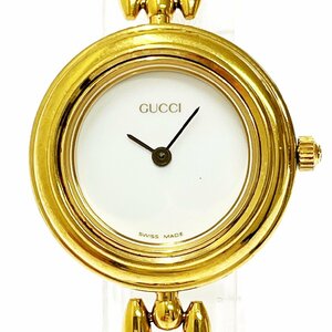 【1円スタート】GUCCI グッチ 11/12.2 チェンジベゼル GP ホワイト文字盤 クオーツ レディース腕時計 277266